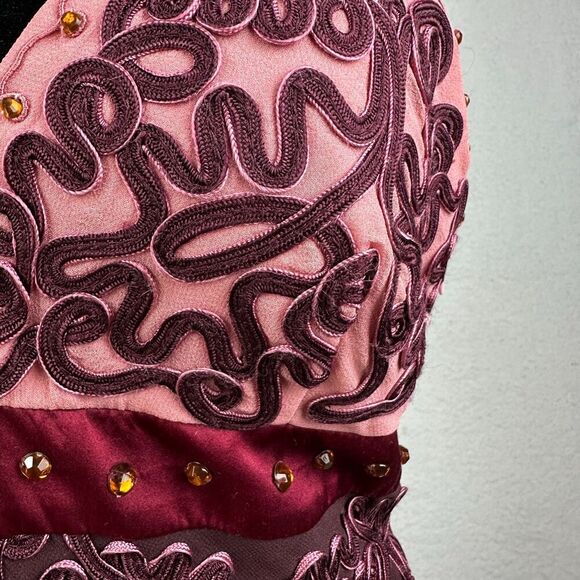 Vtg Sue Wong Silk Cocktail Dress Size 10 Beaded Halter Mermaid Tiered Romantic - Picture 6 of 16